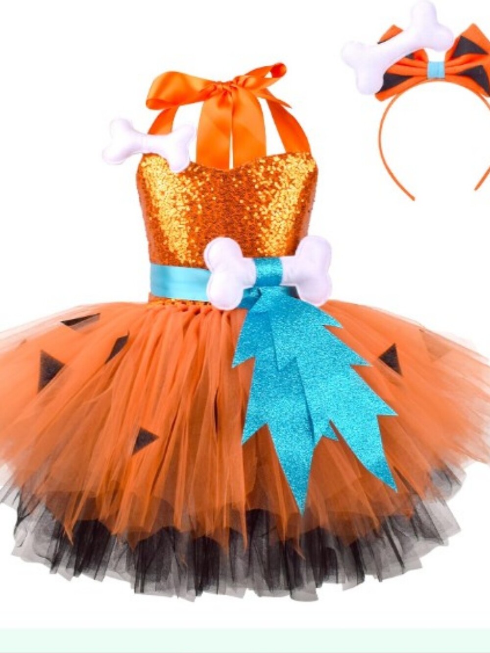 OBEEII Baby Girls Halloween Costume, Kids Cavegirl Stone Cosplay Costume